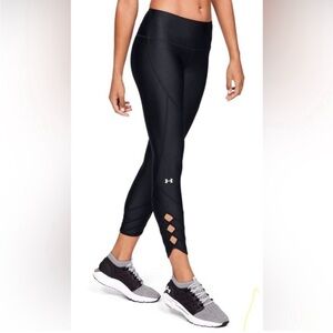 Under Armour Heatgear Compression Cropped Leggings Women’s XL Black Ankle Cutout